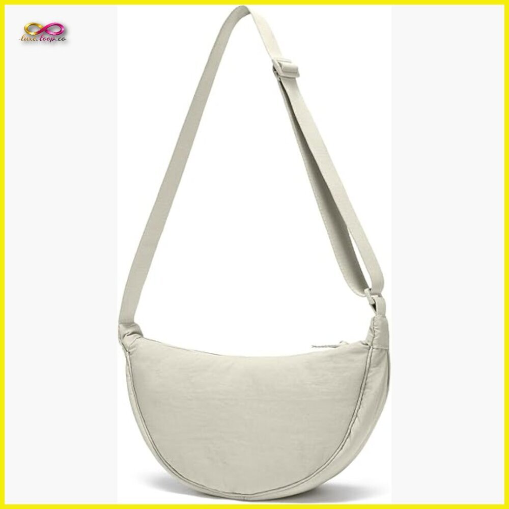 Crescent Crossbody Bag Minimalist Sling Hobo Nylon Lightweight Adjustable Strap